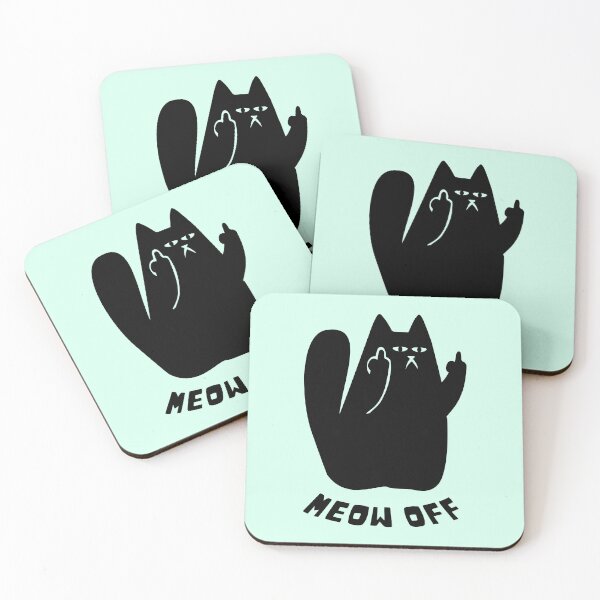 Item preview, Black Cat pointing middle finger and says meow off designed and sold by Yulacreative.