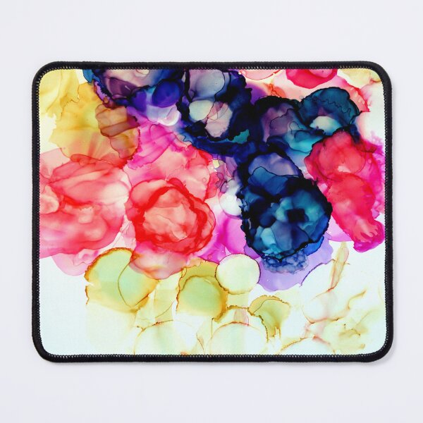Item preview, Fluid ink Abstract art Red Blue on Gold designed and sold by lornshep.
