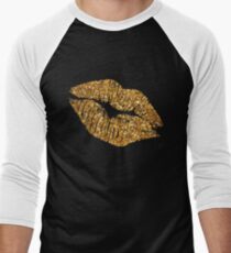 Gold gedruckte Glitter Style Lippen Baseballshirt für Männer