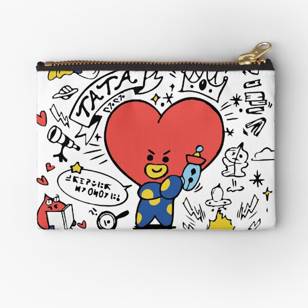 BT21 Minini TATA Plush Double Pockets Zipper Pen Pouch