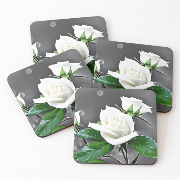 Item preview, Beautiful white rose flower artwork designed and sold by The Love Quill.