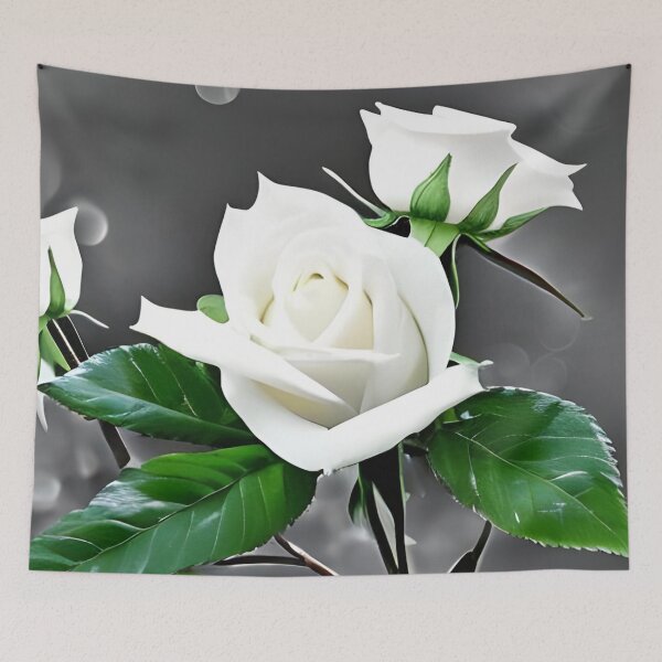 Item preview, Beautiful white rose flower artwork designed and sold by The Love Quill.
