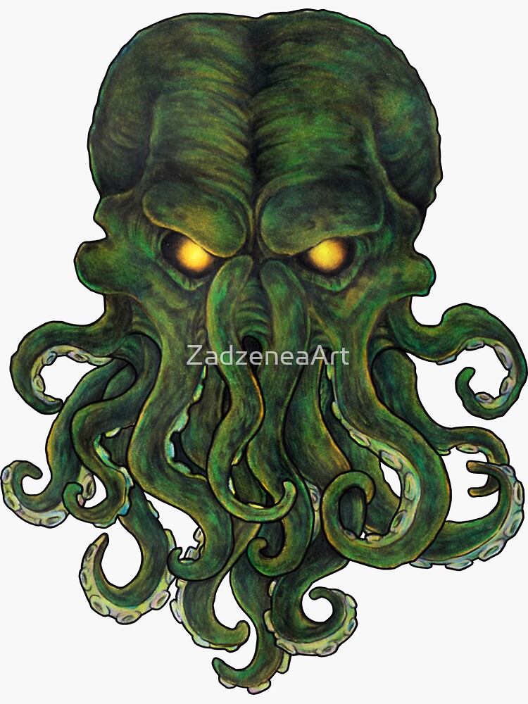 Cool Motif Cthulhu Monster By Hp Lovecraft Sticker For Sale By Zadzeneaart Redbubble 0761