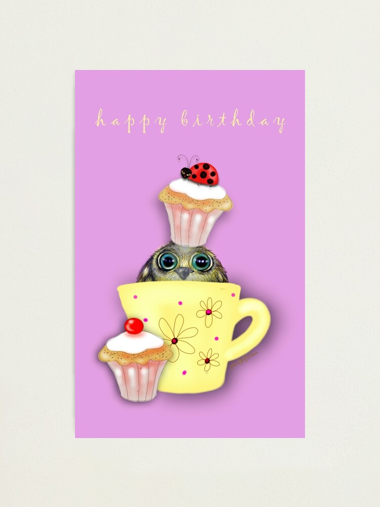 Alternate view of Happy Birthday Bird in a Teacup Photographic Print