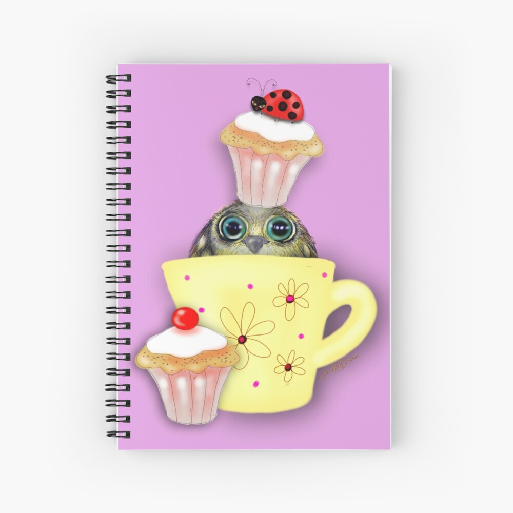 Happy Birthday Bird in a Teacup Spiral Notebook