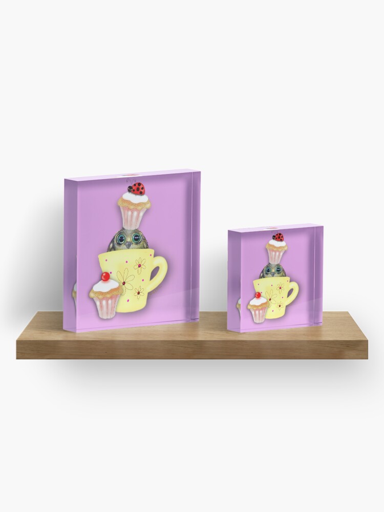 Alternate view of Happy Birthday Bird in a Teacup Acrylic Block