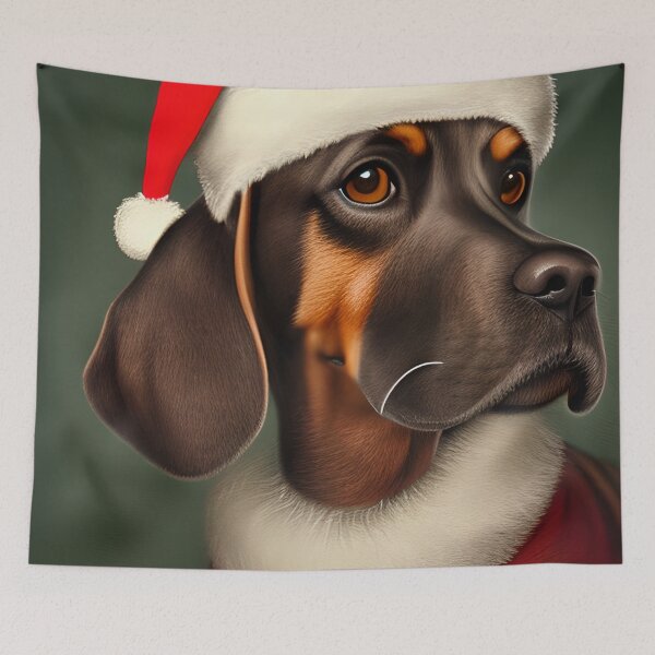 Item preview, Bavarian Mountain Scent Hound Wearing A Santa Hat designed and sold by ZenEverAI.