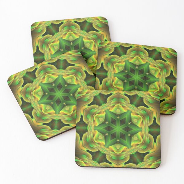 Item preview, bright star shaped floral fantasy in shades of bright green colours designed and sold by mister-john.