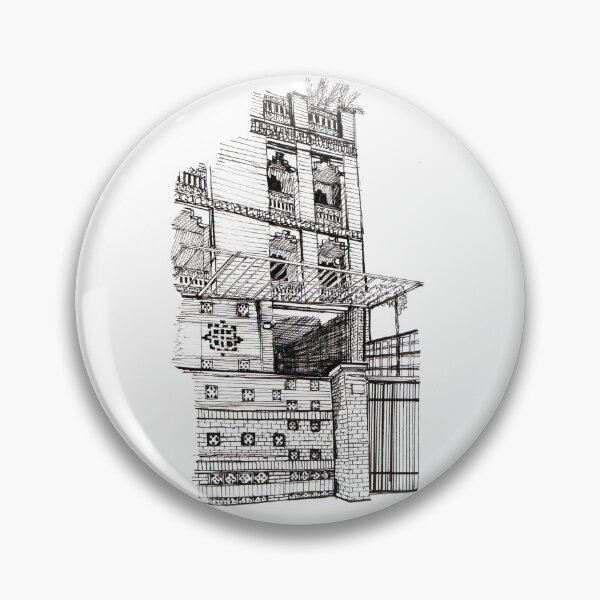 Item preview, Brickhouse Saigon Vietnam Pen and Ink Illustration designed and sold by Wall-Art-Sketch.