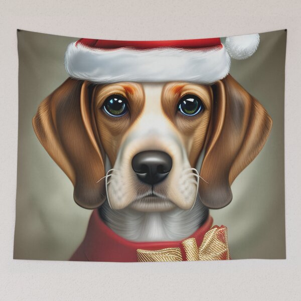 Item preview, Christmas Beagle Wearing A Santa Hat designed and sold by ZenEverAI.