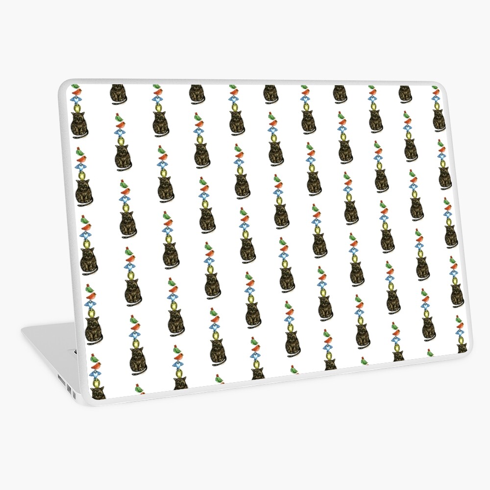 Balancing Act with Birds and a Cat Laptop Skin