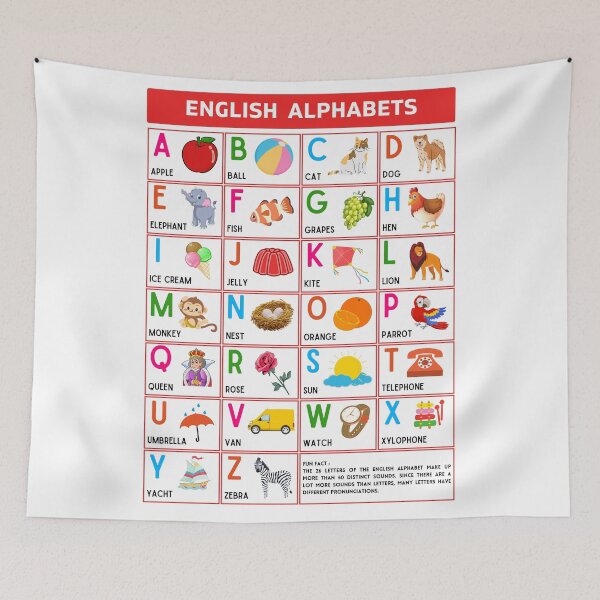Item preview, English Alphabet Chart Illustration Design 26 Alphabets in English language for pre-school students designed and sold by ZenDesigner.