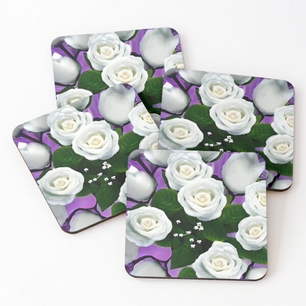 Item preview, Beautiful white rose flower artwork designed and sold by The Love Quill.