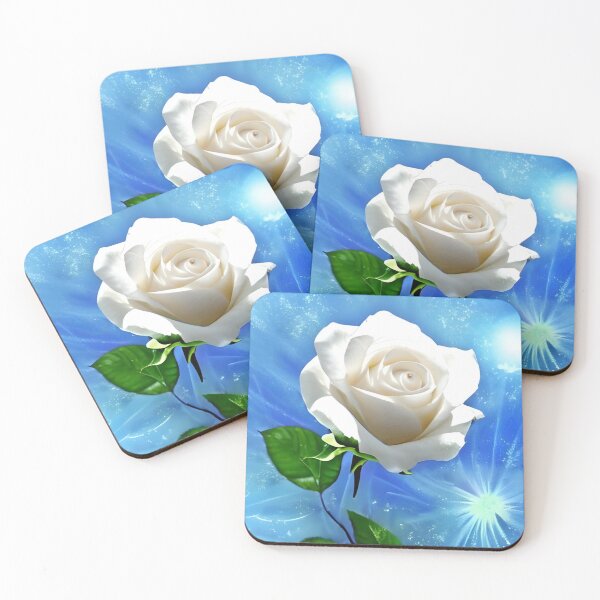 Item preview, Beautiful white rose flower artwork designed and sold by The Love Quill.