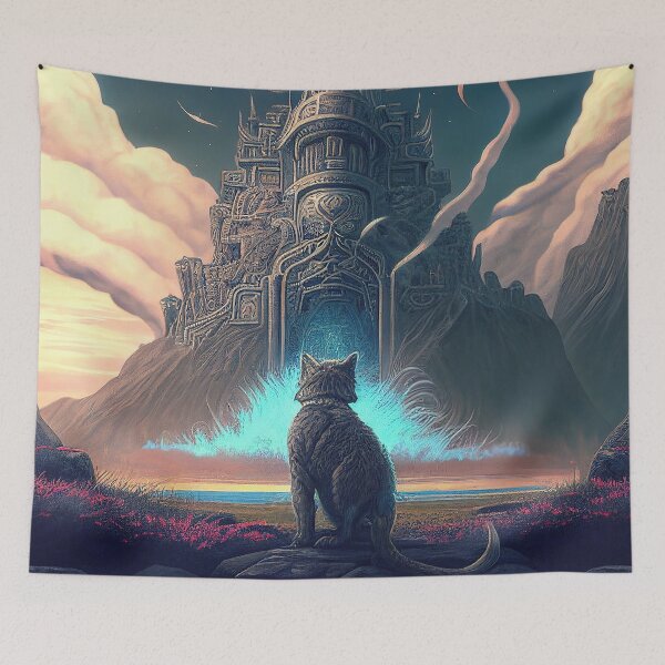 Item preview, Cat looking at a castle in the background designed and sold by IA-Power.