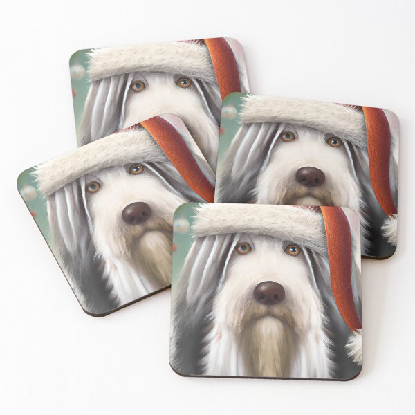 Item preview, Christmas Bearded Collie Wearing A Santa Hat designed and sold by ZenEverAI.