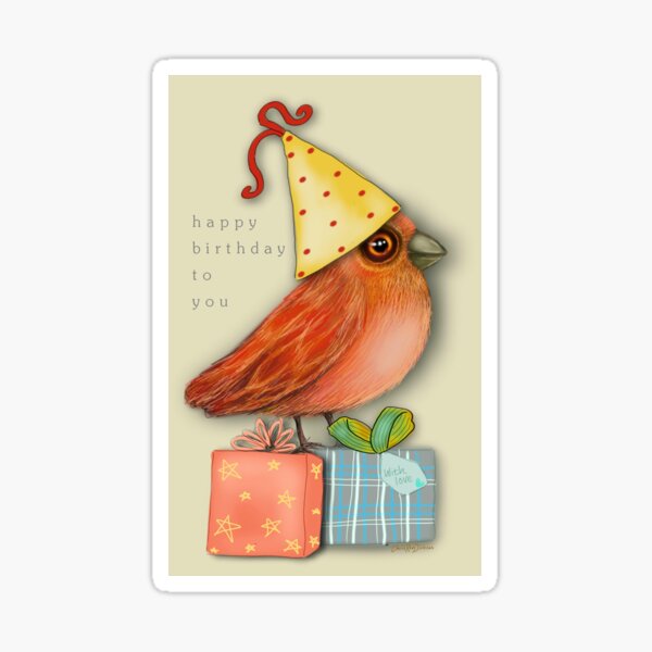 Birthday Bird Sticker