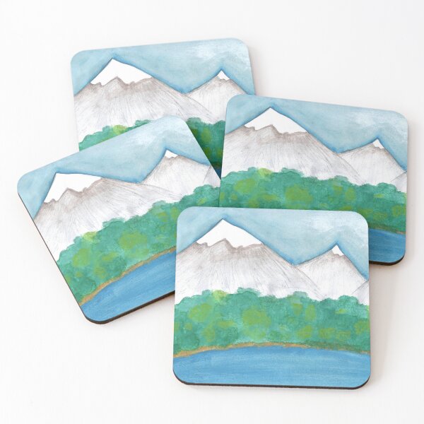 Item preview, Mountains with icy top forest and a lake designed and sold by JuliasArtWorld.
