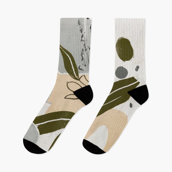 Item preview, Modern Abstract Art Plant - New Boho Art - Cream, Olive Green and Warm Grey designed and sold by Inomaly Art.