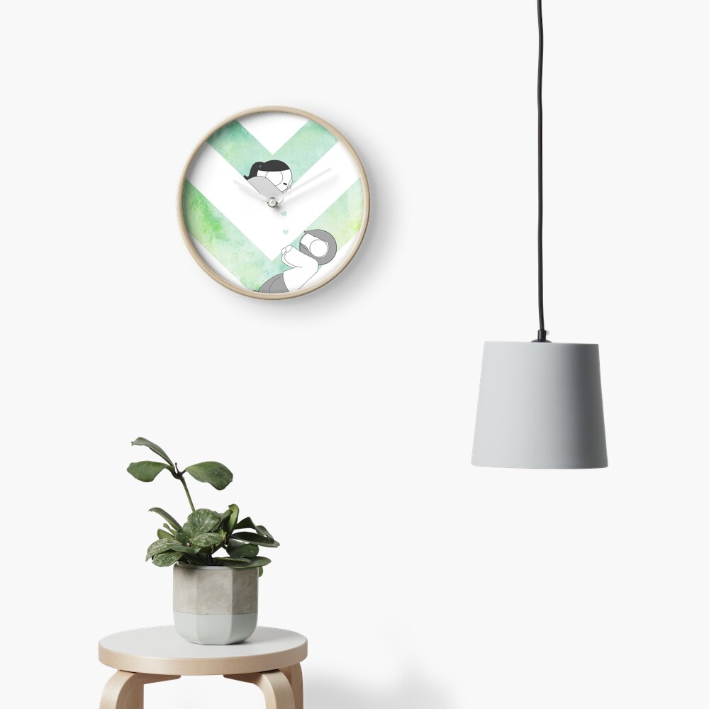 Watercolor Graphic - Green Clock