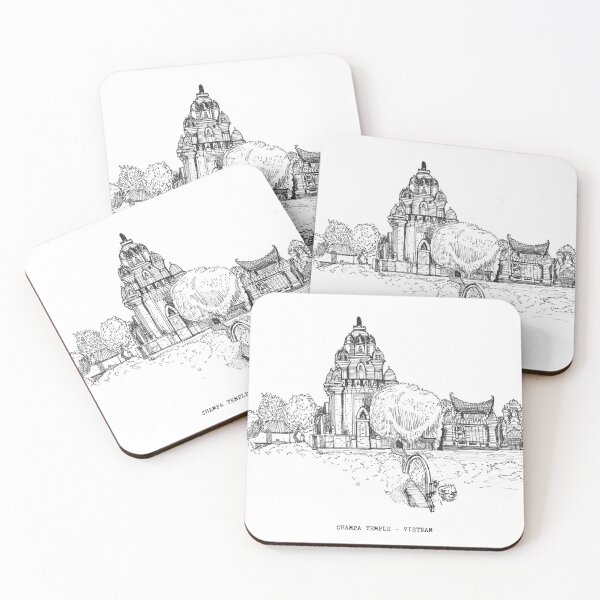 Item preview, Champa Temple Vietnam Pen and Ink Illustration designed and sold by Wall-Art-Sketch.