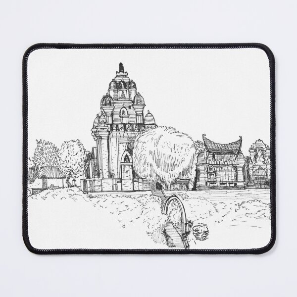 Item preview, Champa Temple Vietnam Pen and Ink Illustration designed and sold by Wall-Art-Sketch.