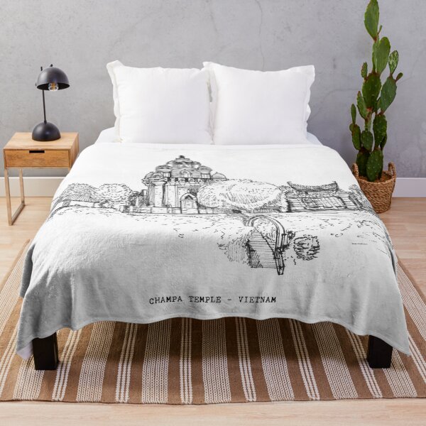 Item preview, Champa Temple Vietnam Pen and Ink Illustration designed and sold by Wall-Art-Sketch.