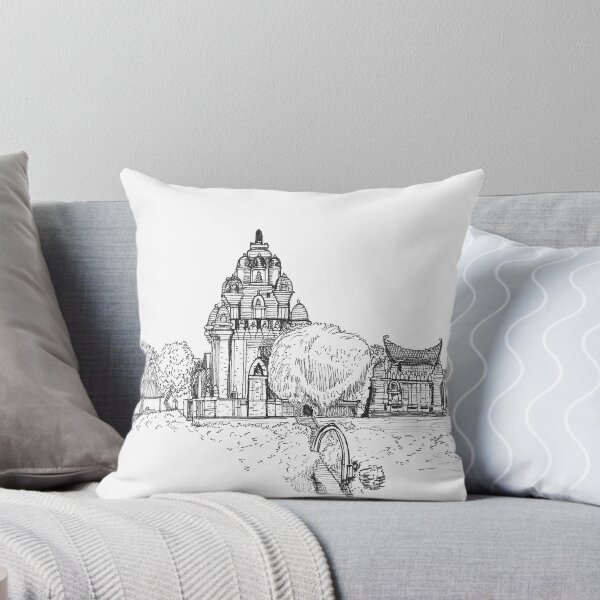 Item preview, Champa Temple Vietnam Pen and Ink Illustration designed and sold by Wall-Art-Sketch.