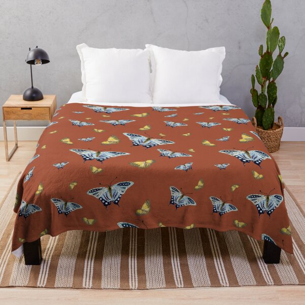 Artikelvorschau, Butterfly yellow blue a watercolor pattern brown entworfen und verkauft von Yana Mustafina | Boho Soulful Designs.