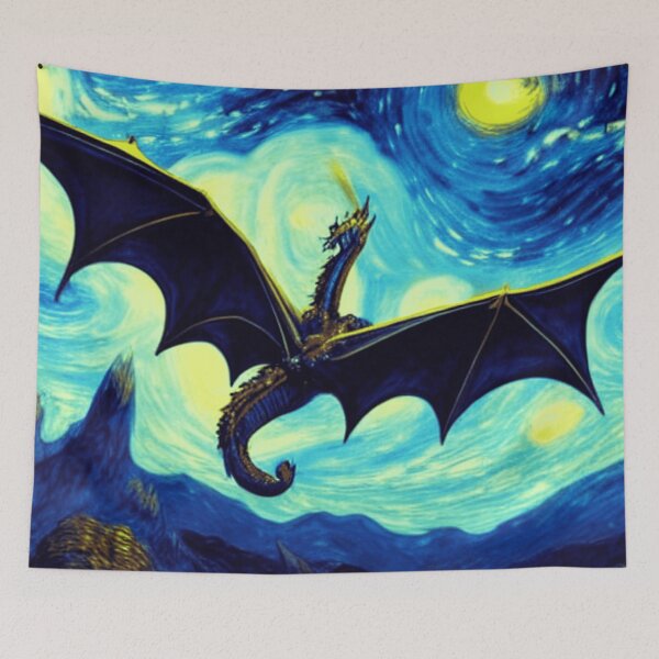 Item preview, Dragon flying in the starry night- starry night designed and sold by Passacagliabusra.