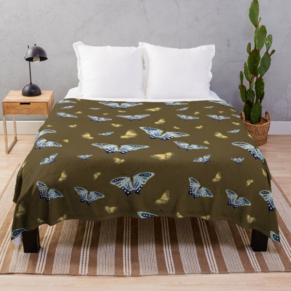 Artikelvorschau, Butterfly yellow blue a watercolor pattern green entworfen und verkauft von Yana Mustafina | Boho Soulful Designs.