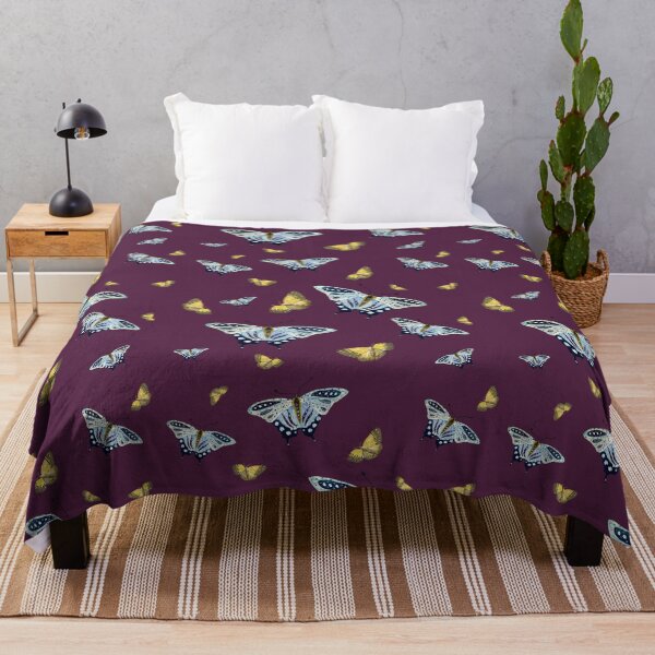 Artikelvorschau, Butterfly yellow blue a watercolor pattern violet entworfen und verkauft von Yana Mustafina | Boho Soulful Designs.