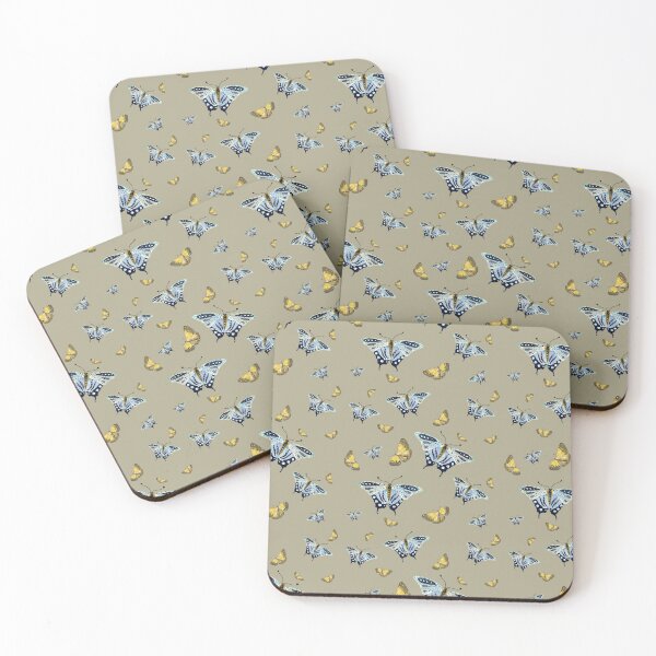 Item preview, Butterfly yellow blue a watercolor pattern mint designed and sold by Yana Mustafina | Boho Soulful Designs.