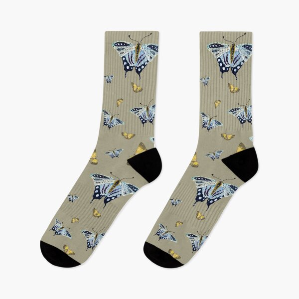 Item preview, Butterfly yellow blue a watercolor pattern mint designed and sold by Yana Mustafina | Boho Soulful Designs.