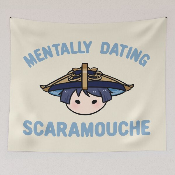 Item preview, Mentally dating Genshin Impact Scaramouche wanderer chibi head text | Morcaworks designed and sold by Morcawork.
