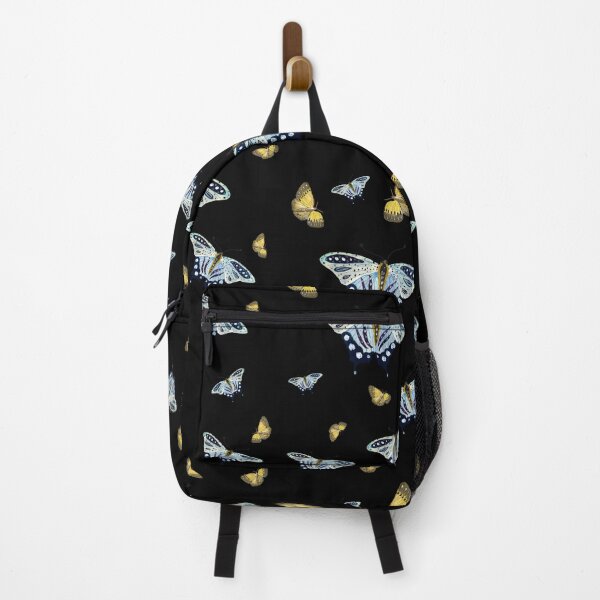 Item preview, Butterfly yellow blue a watercolor pattern black designed and sold by Yana Mustafina | Boho Soulful Designs.