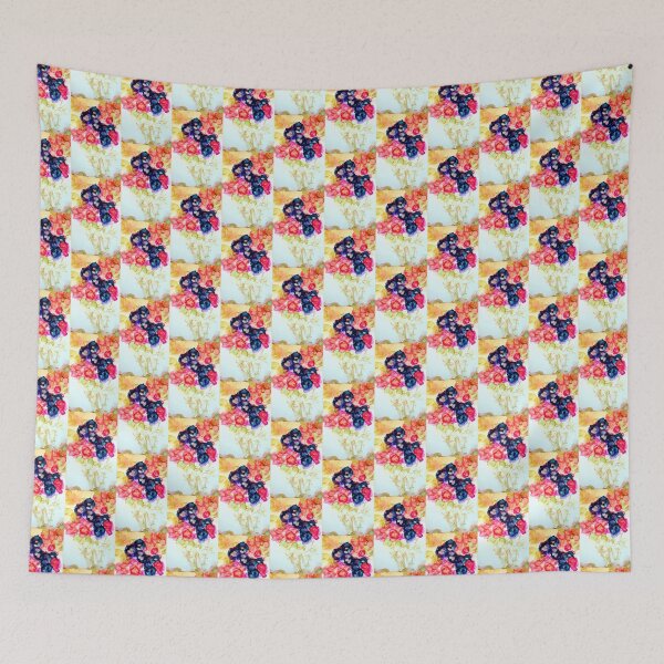 Item preview, Fluid ink Abstract art Red Blue on Gold designed and sold by lornshep.