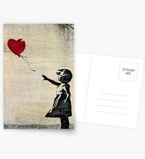 Postales La chica de Banksy con un globo rojo III
