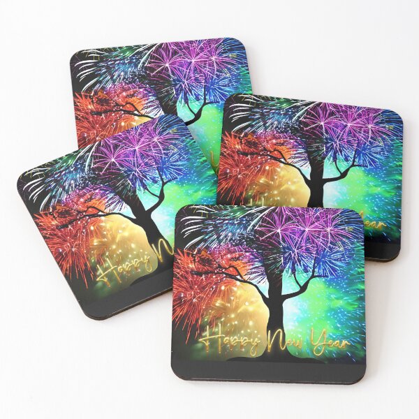Item preview, Happy New Year Rainbow Fireworks Tree designed and sold by GeorgiosT.