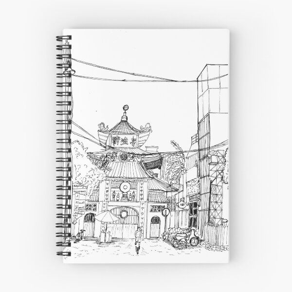 Item preview, Saigon Old Temple Vietnam Pen and Ink Illustration designed and sold by Wall-Art-Sketch.