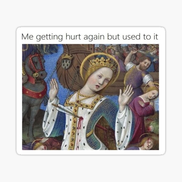 Vista previa del artículo con la obra «Me lastimé otra vez, pero me acostumbré: ideas de regalos de Acción de Gracias, Navidad y cumpleaños para amantes y fanáticos de los memes clásicos», diseñado y vendido por Memeing Everything.
