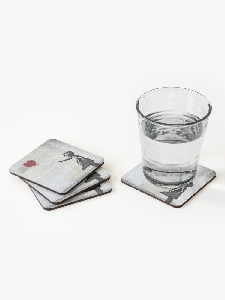 Alternate view of Banksy's Girl with a Red Balloon Coasters (Set of 4)