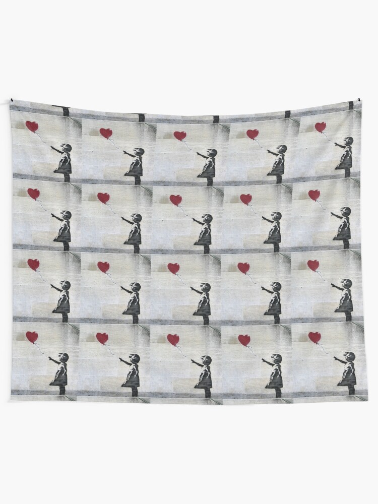 Alternate view of Banksy's Girl with a Red Balloon Tapestry