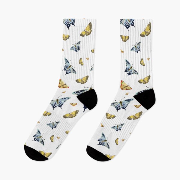 Item preview, Butterfly yellow orange blue a watercolor pattern designed and sold by Yana Mustafina | Boho Soulful Designs.