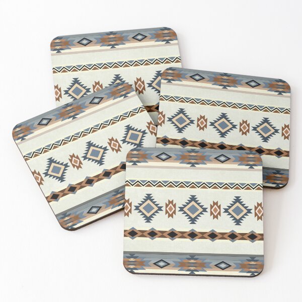 Item preview, Southwestern Tribal Symbols In Blues, Browns and Grey designed and sold by handsoftime2020.