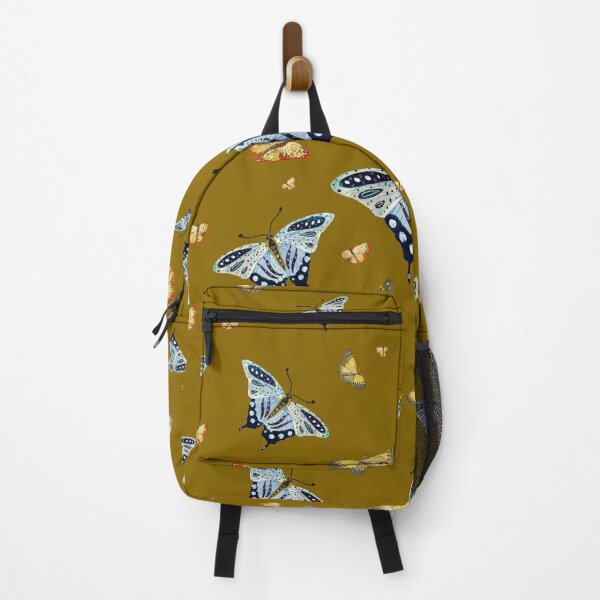 Item preview, Butterfly yellow orange blue a watercolor pattern green designed and sold by Yana Mustafina | Boho Soulful Designs.