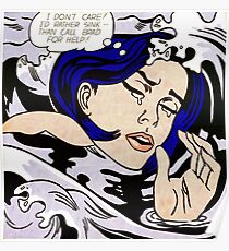 roy lichtenstein une fille noyée impression encadrée Poster