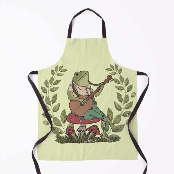 Item preview, Cute frog cottagecore aesthetic. Frog playing a banjo sitting on a mushroom designed and sold by HopItStudio.