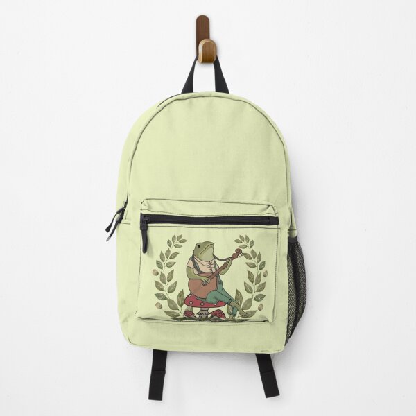 Item preview, Cute frog cottagecore aesthetic. Frog playing a banjo sitting on a mushroom designed and sold by HopItStudio.