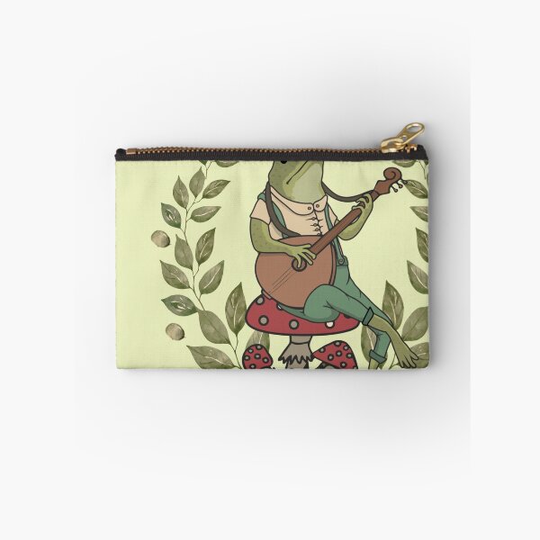 Item preview, Cute frog cottagecore aesthetic. Frog playing a banjo sitting on a mushroom designed and sold by HopItStudio.